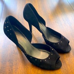 Christian Soriano heel black studded women heels size 9.5 suede material